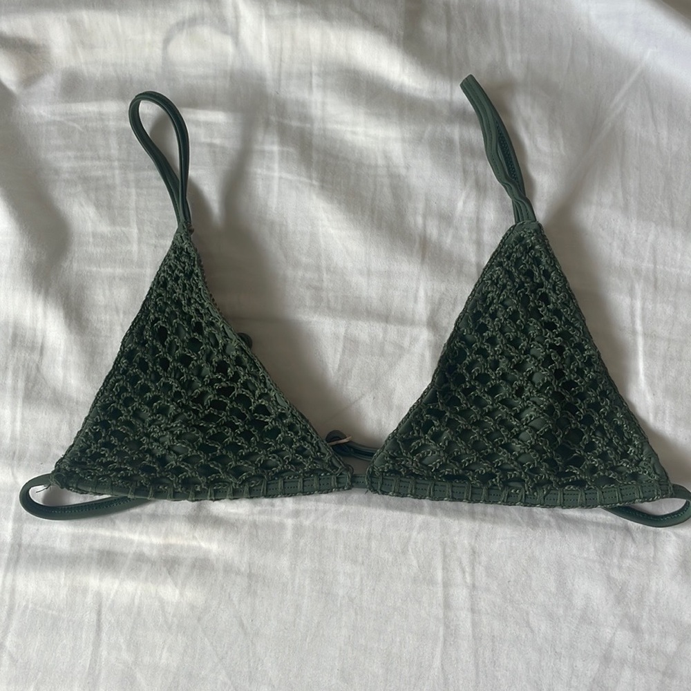 Forest green mesh acacia bikini top
